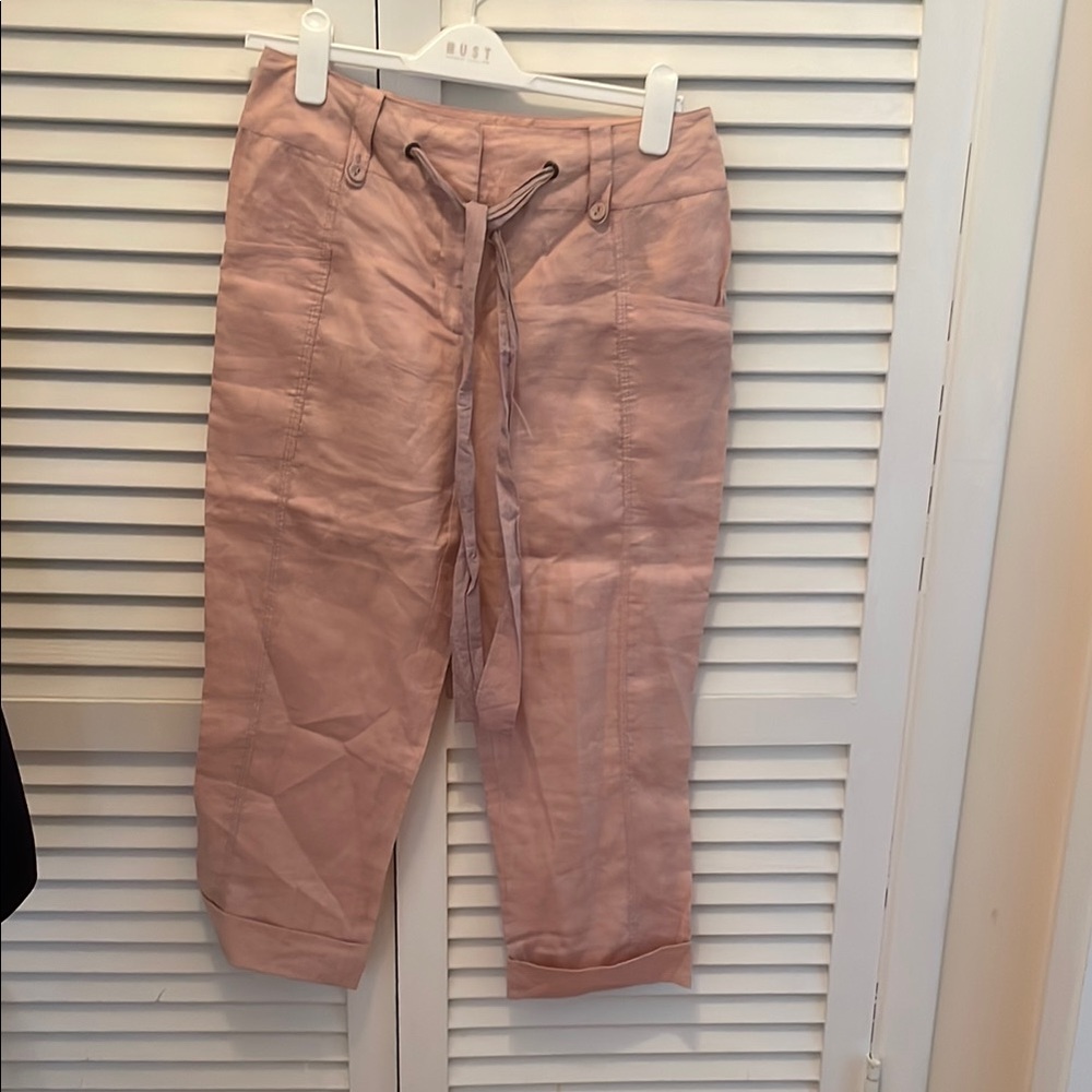 Alain Manoukian Dusty Pink Cropped linen Pants
